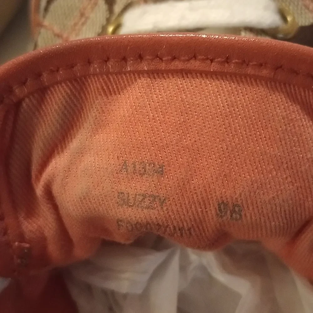 🆕👟Coach Suzzy Logo Jacquard Tan and Orange Sneakers